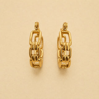 Fenrir Chain Link Hoop Earrings in Gold