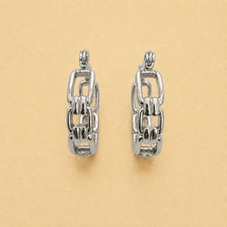 Fenrir Chain Link Hoop Earrings in Silver