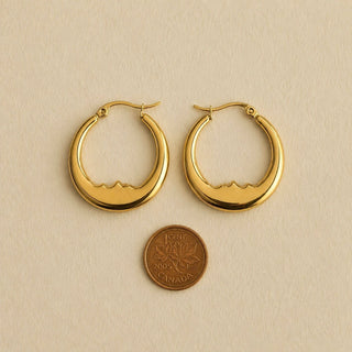 Luna Moon Face Hoop Earrings in Gold