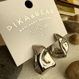 Moore Texture Hoop Earrings in Silver