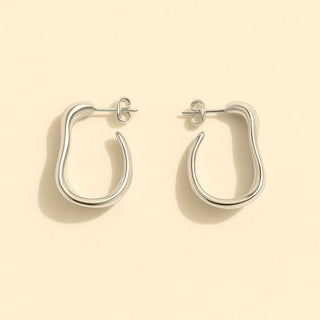 Moore Texture Hoop Earrings in Silver