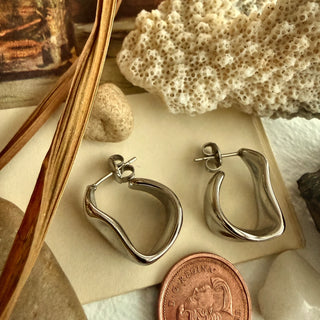 Moore Texture Hoop Earrings in Silver