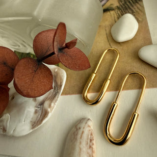 "Noa" Safety Pin Hoop Earrings - Gold & Silver