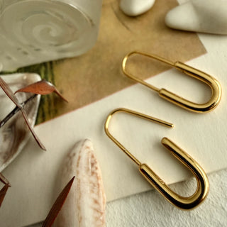 "Noa" Safety Pin Hoop Earrings - Gold & Silver