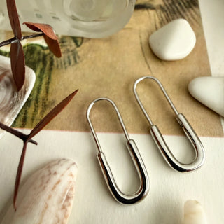 "Noa" Safety Pin Hoop Earrings - Gold & Silver