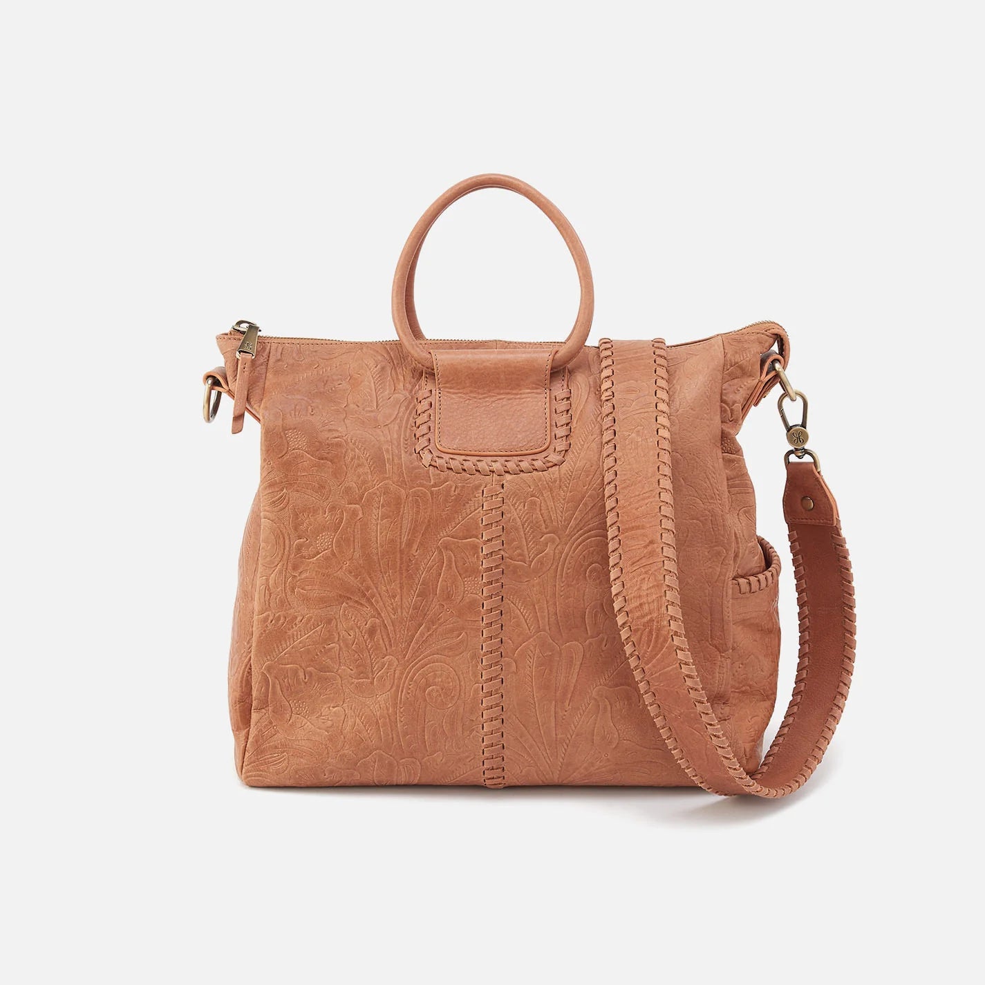 SHEILA LARGE SATCHEL-TOOLED EMBOSSED LEATHER