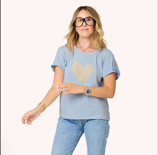 Suke Imperfect Heart Tee - French Blue-Latte