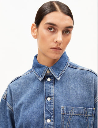 Oversized denim shirt dress