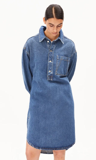 Oversized denim shirt dress