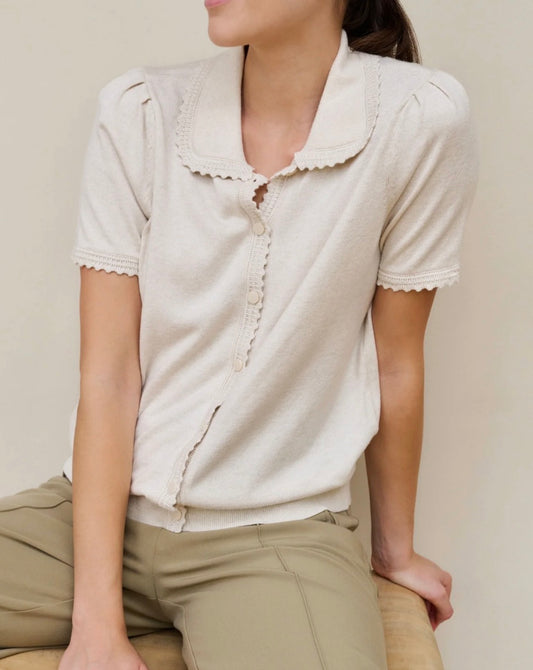Short sleeve cardigan with Texture