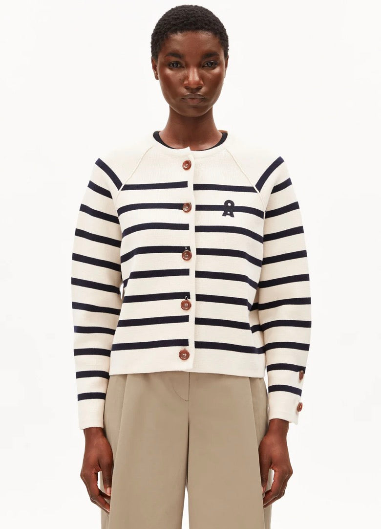 Placed Stripe Knit Cardigan