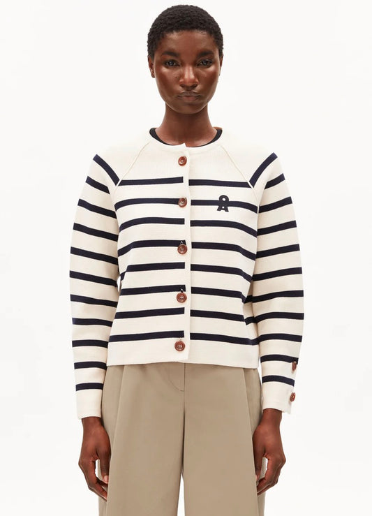 Placed Stripe Knit Cardigan