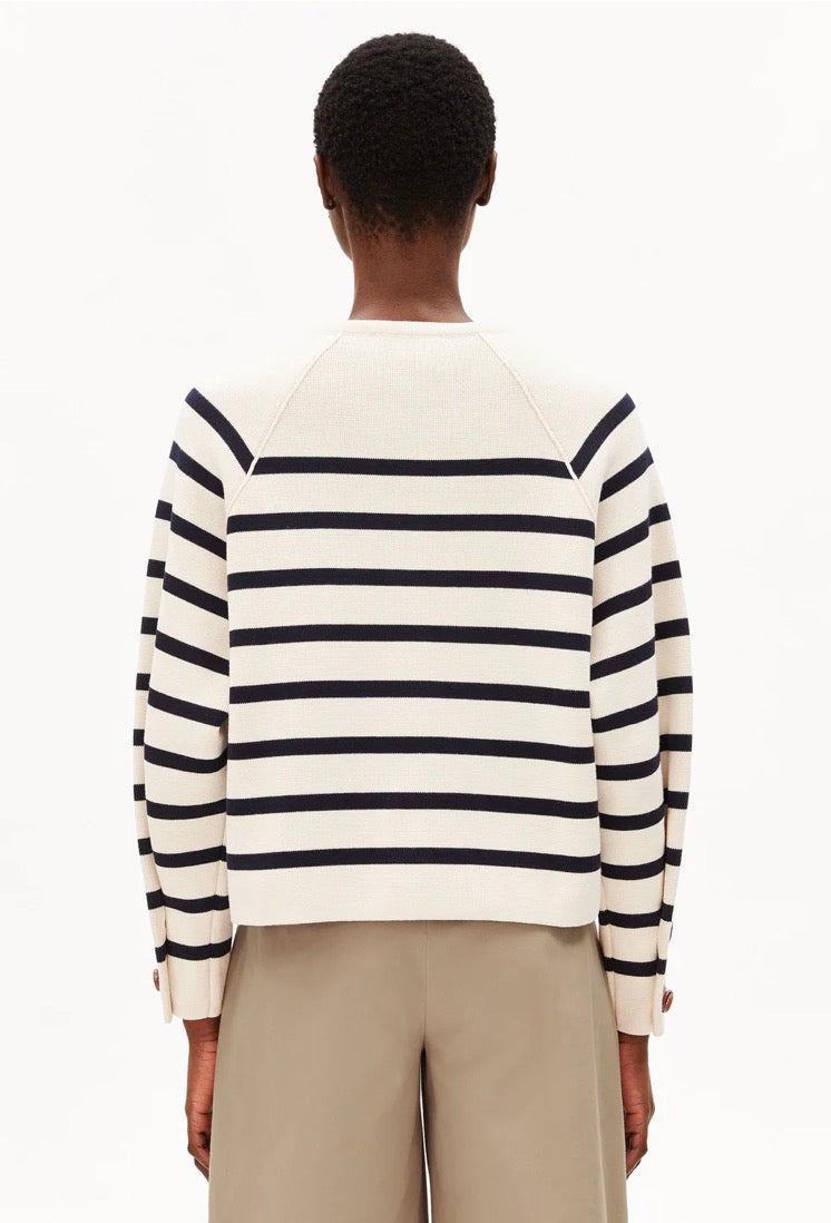 Placed Stripe Knit Cardigan