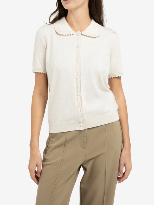 Short sleeve cardigan with Texture