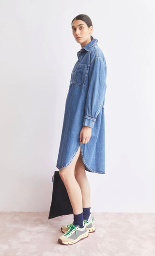 Oversized denim shirt dress