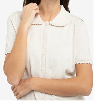Short sleeve cardigan with Texture