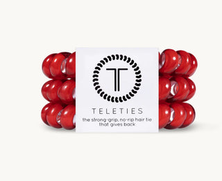 Scarlet Red - Large spiral hair ties, 3 pack