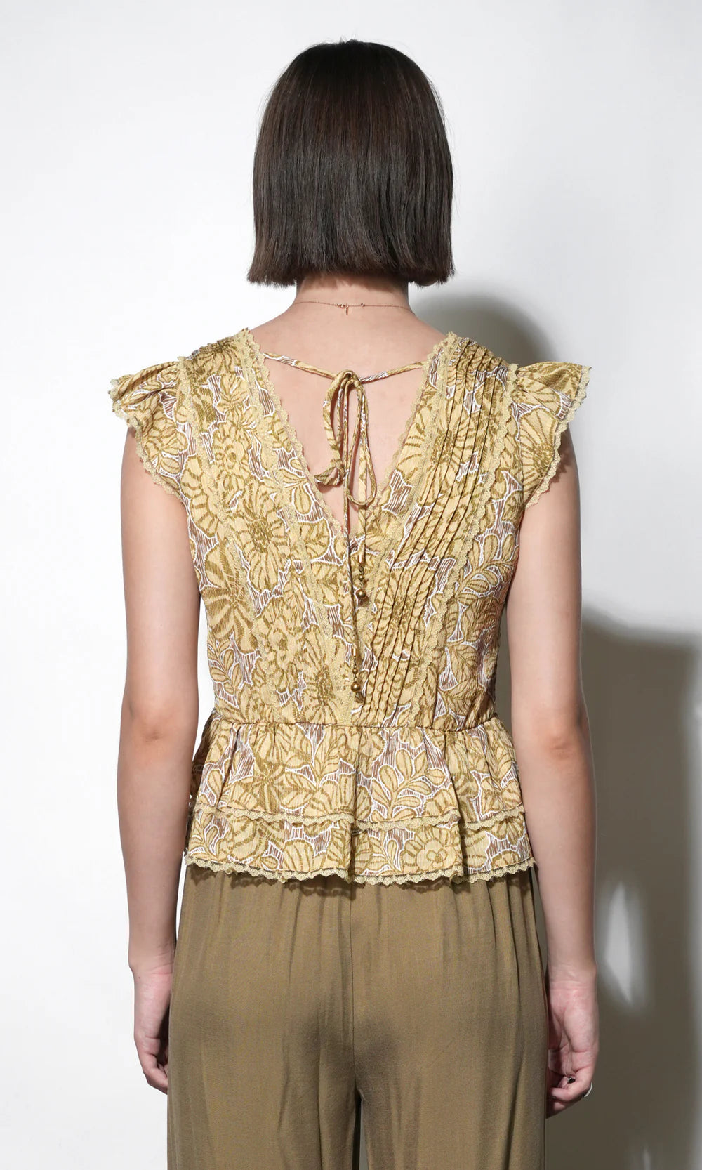 Aurora Pintuck Flutter Sleeve Top