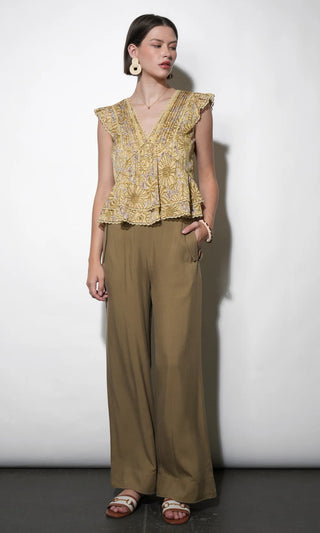 Aurora Pintuck Flutter Sleeve Top