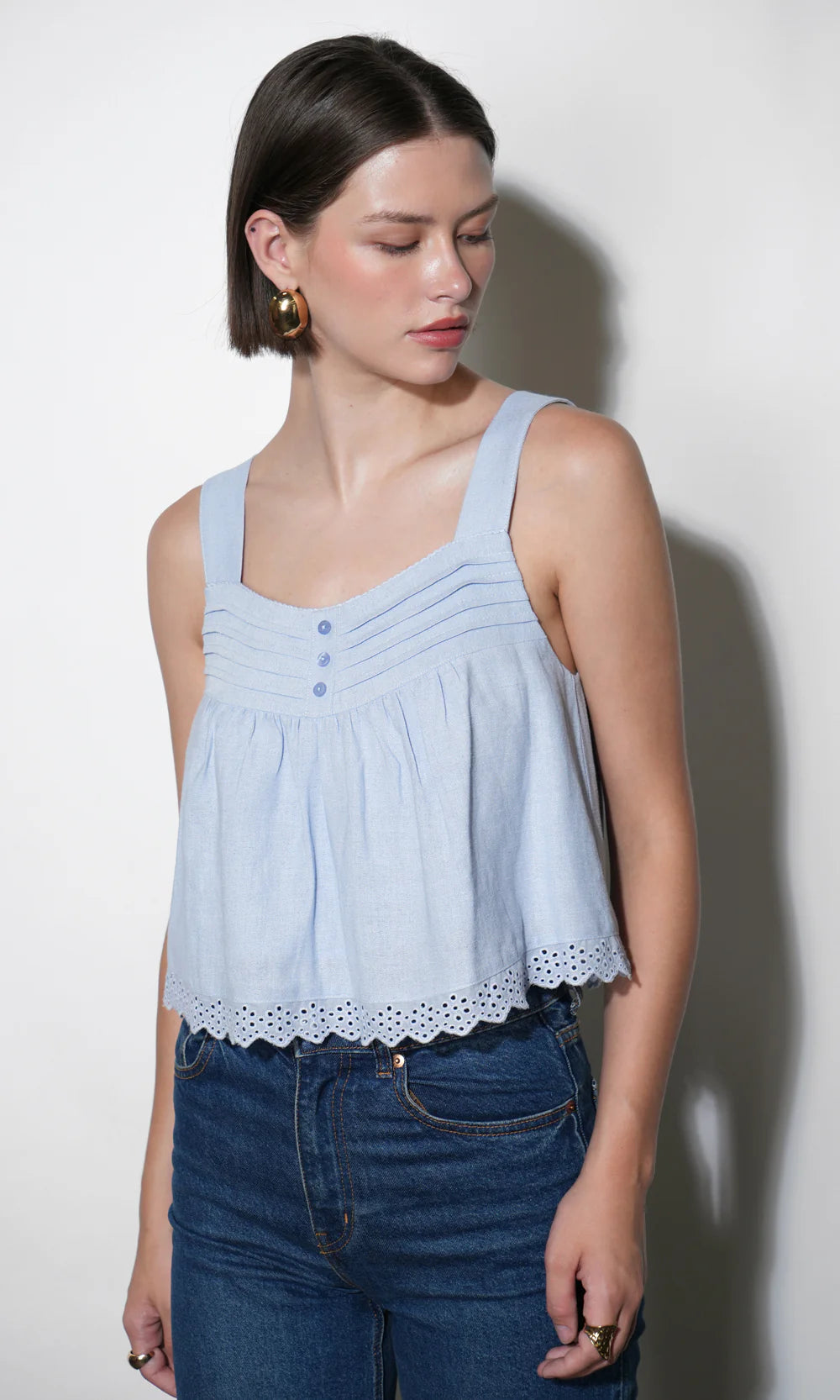 Elani Eyelet Swing Tank - Blue
