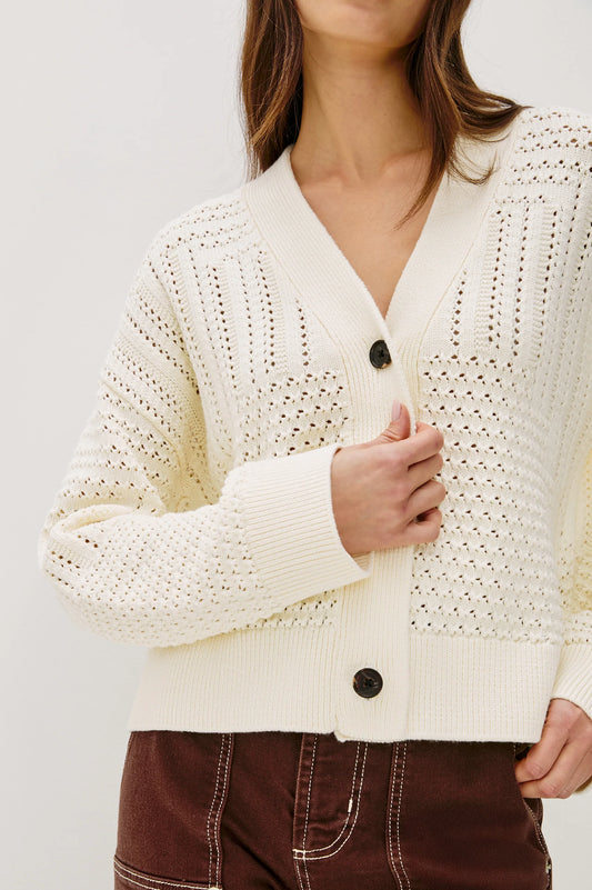 Ivory Patchwork Pointelle Cardigan