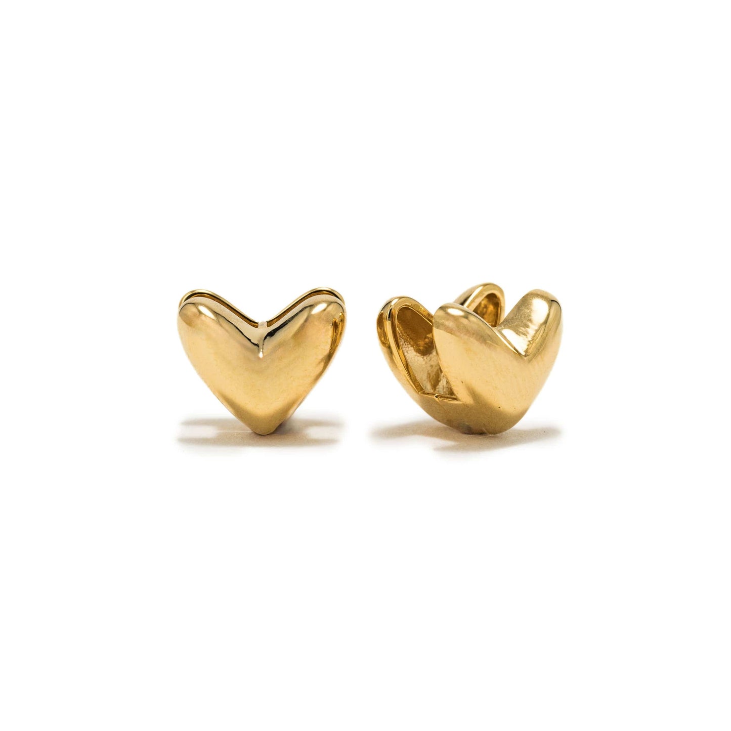 Heart Puff Hoop Earrings - Gold