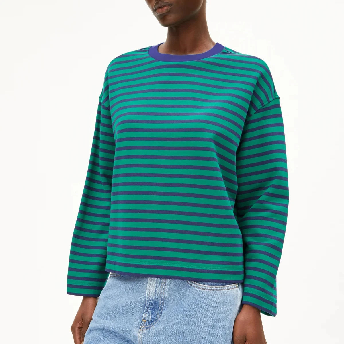 Frankaa Maarlen Stripe Sweater in Emerald Green - Blue Noon