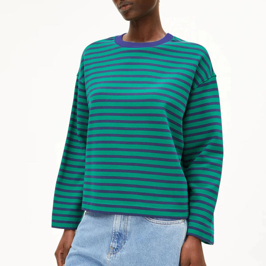 Frankaa Maarlen Stripe Sweater in Emerald Green - Blue Noon