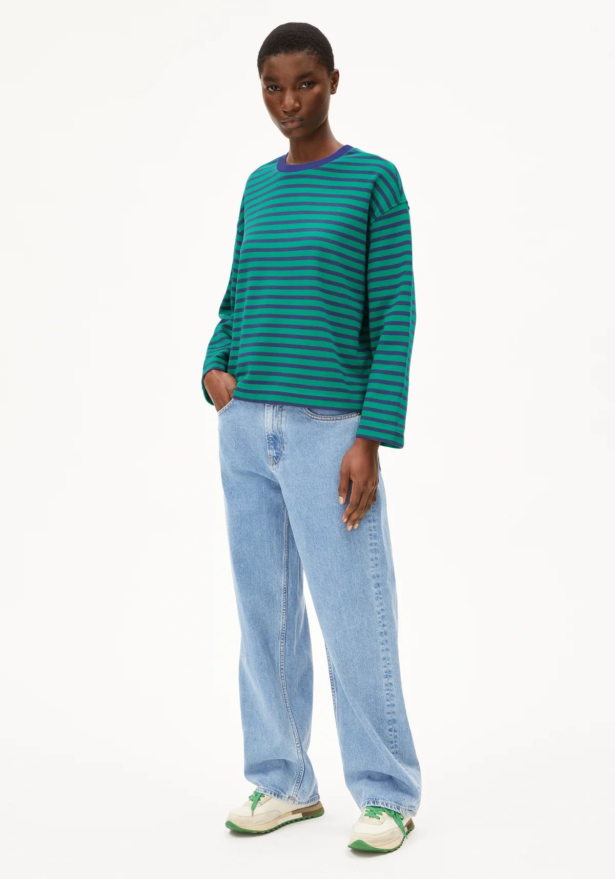 Frankaa Maarlen Stripe Sweater in Emerald Green - Blue Noon