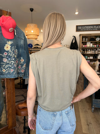Lita Pleat Tee in Desert Sage