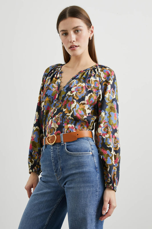 Indi Top - Navy Wildflower