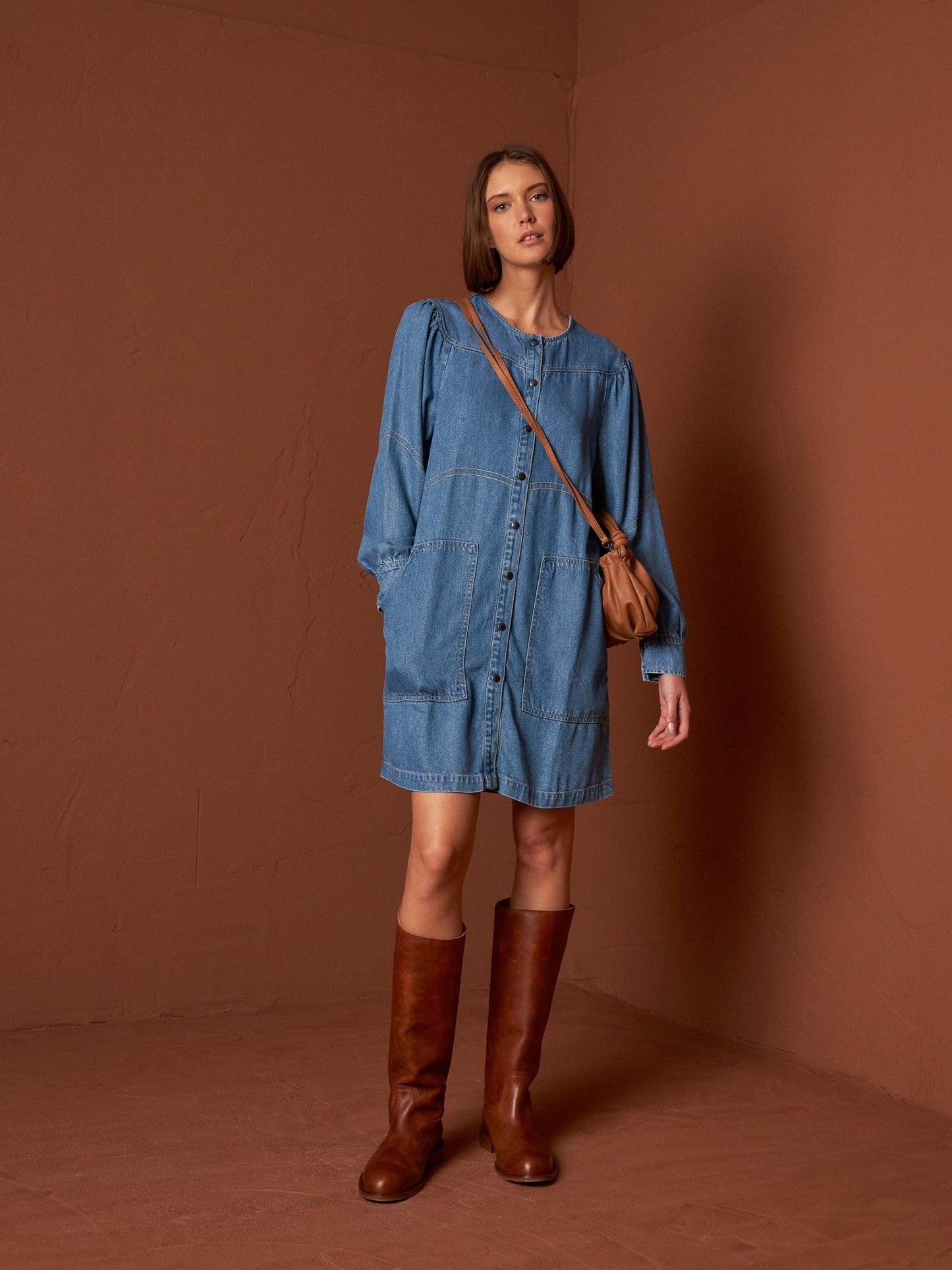 Vested - Washed Effect Denim Dress