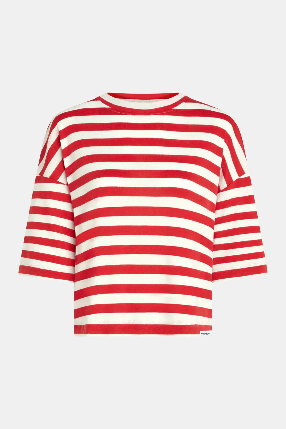 T-SHIRT STRIPE (W25T1188) TOMATO - ECRU