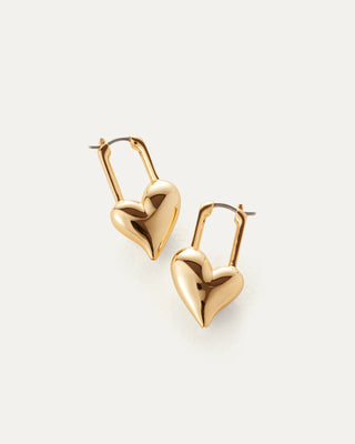 Padlock Heart Earrings in Gold