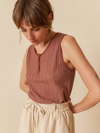 Knit Tank Top in Chocolate