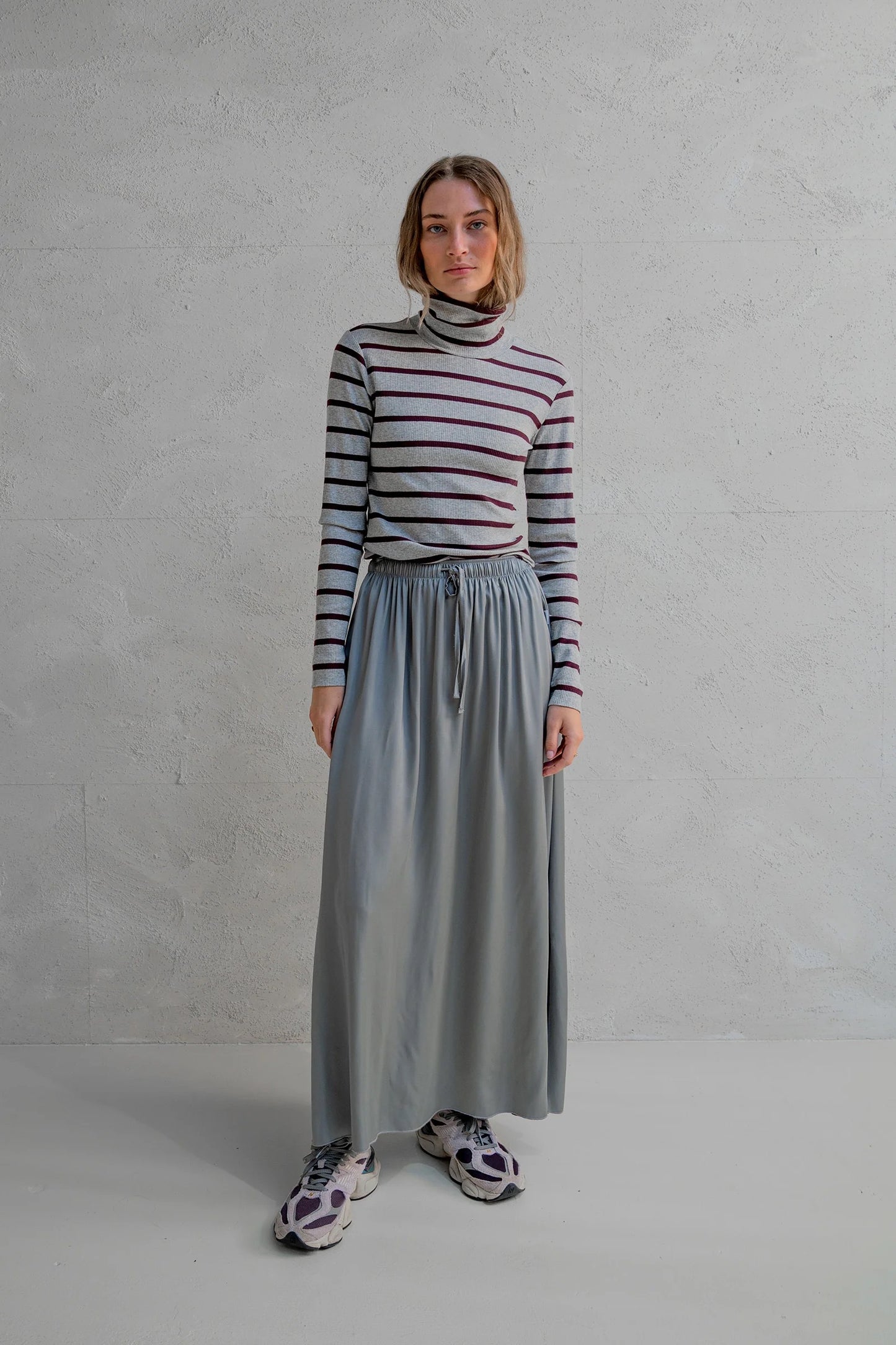 LONGSLEEVE STRIPE MELANGE (W25F1720-STM) GREY MELANGE - AUBERGINE