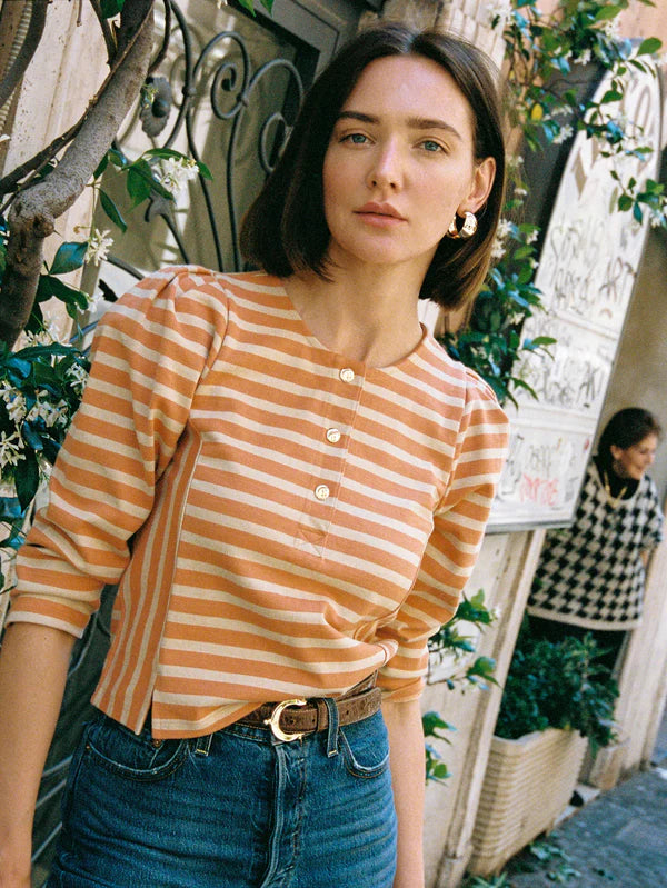 Janney Stripe Henley - Caramel Prato Stripe