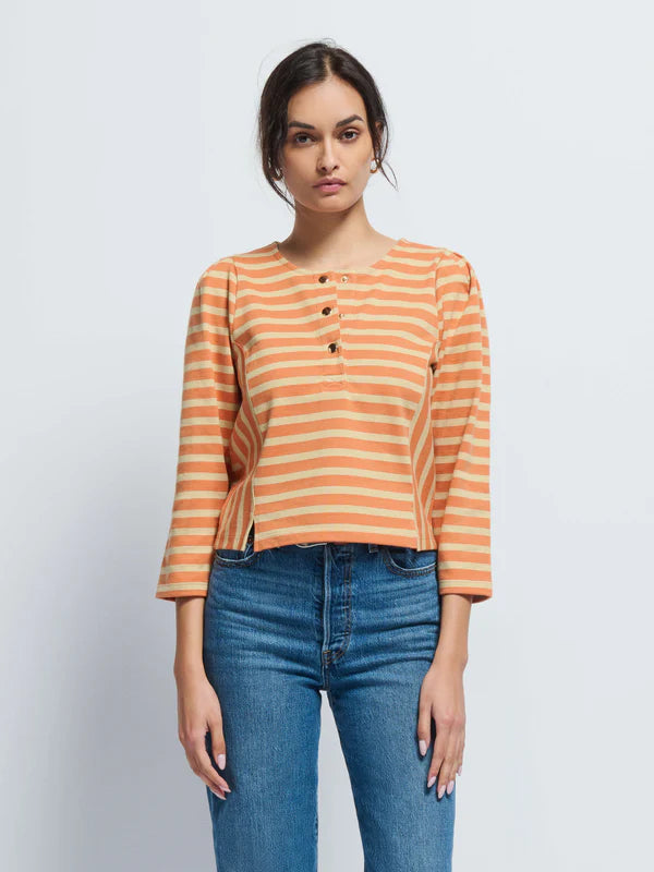 Janney Stripe Henley - Caramel Prato Stripe