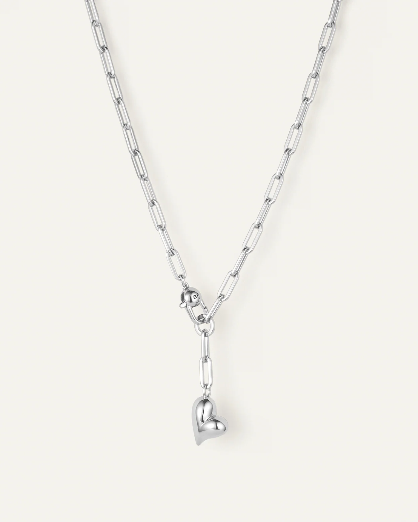 Puffy Heart Necklace in Silver