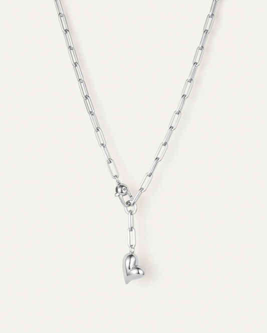 Puffy Heart Necklace in Silver