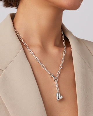 Puffy Heart Necklace in Silver