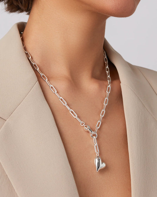 Puffy Heart Necklace in Silver