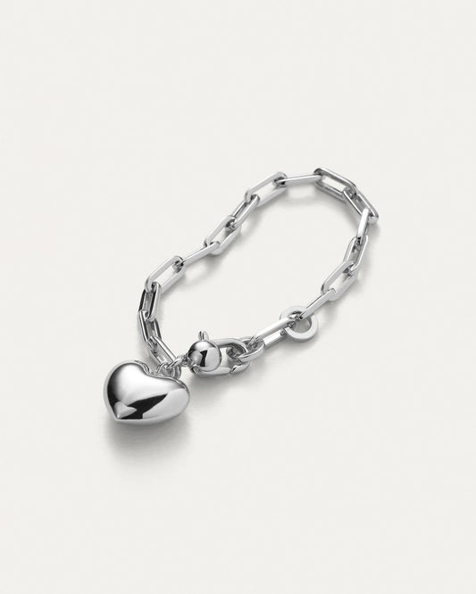 Puffy Heart Bracelet- Silver