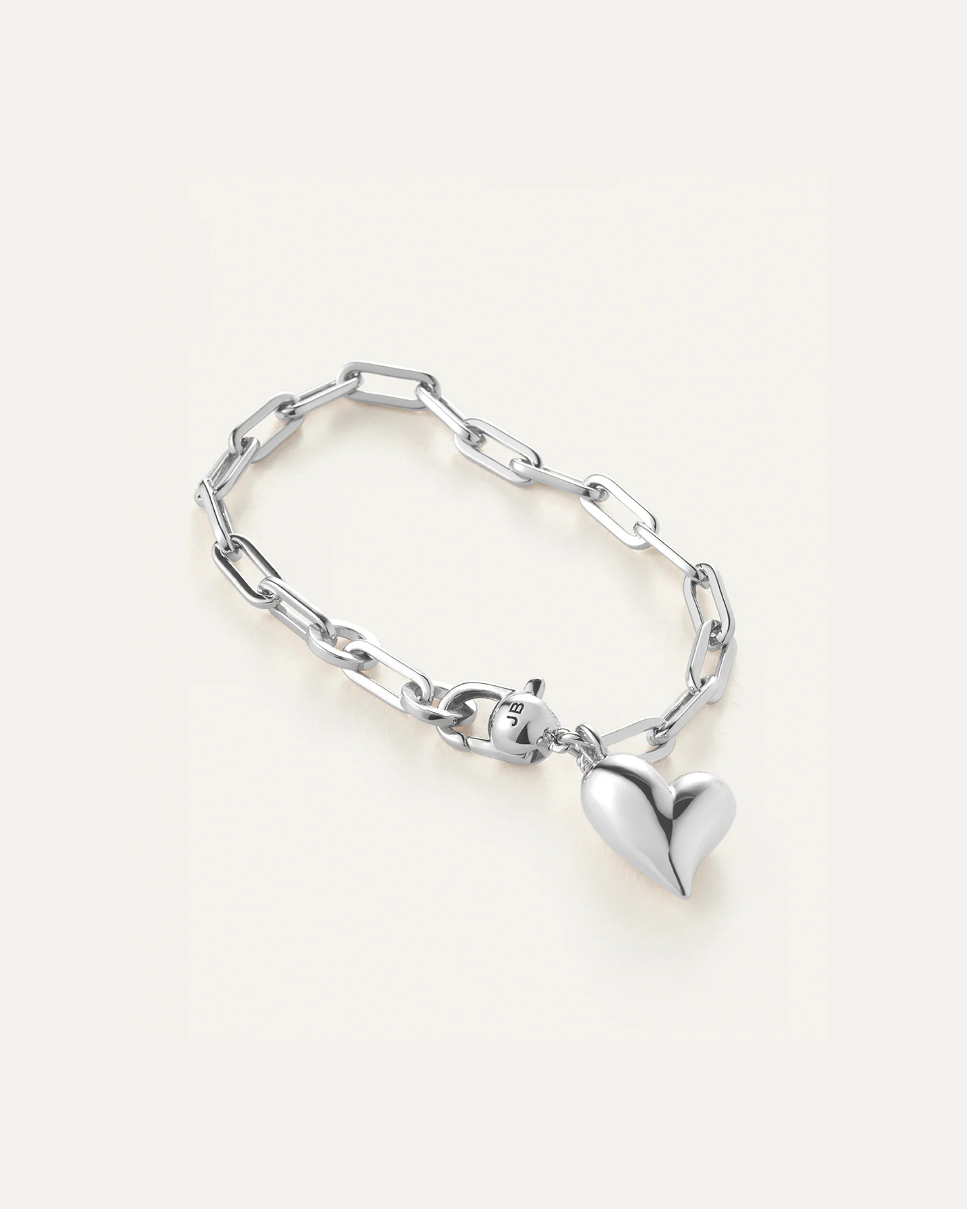 Puffy Heart Bracelet in Silver