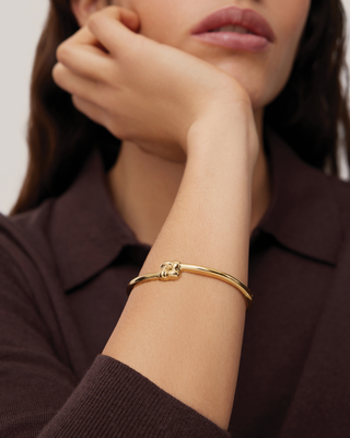 Slim Woven Square Bangle - L