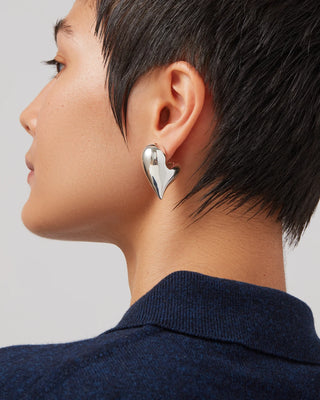 Art Heart Puff Earrings in Silver
