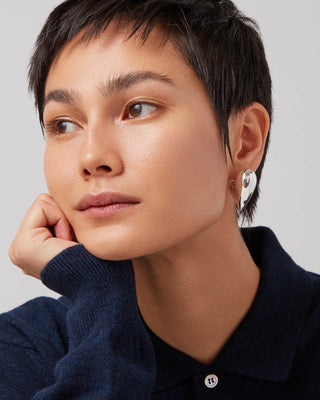 Art Heart Puff Earrings in Silver