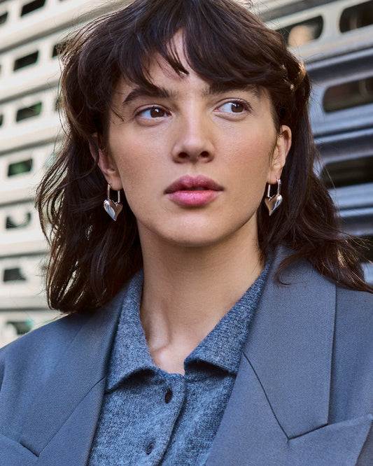 Padlock Heart Earrings in Silver