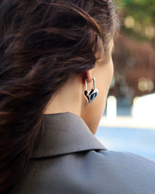 Padlock Heart Earrings in Silver