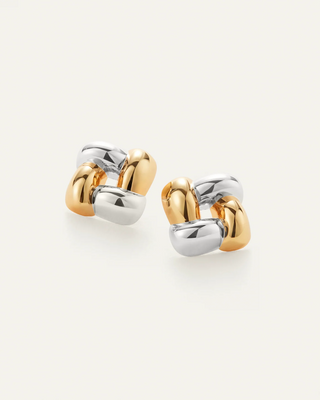 Medium Woven Square Earrings Gold & Silver